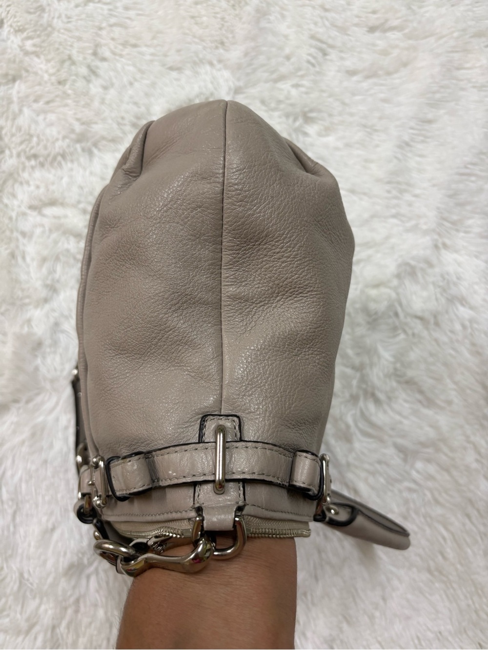 Coach Leather Satchel in Light Taupe with Gold Hardware - Picture 8 of 15